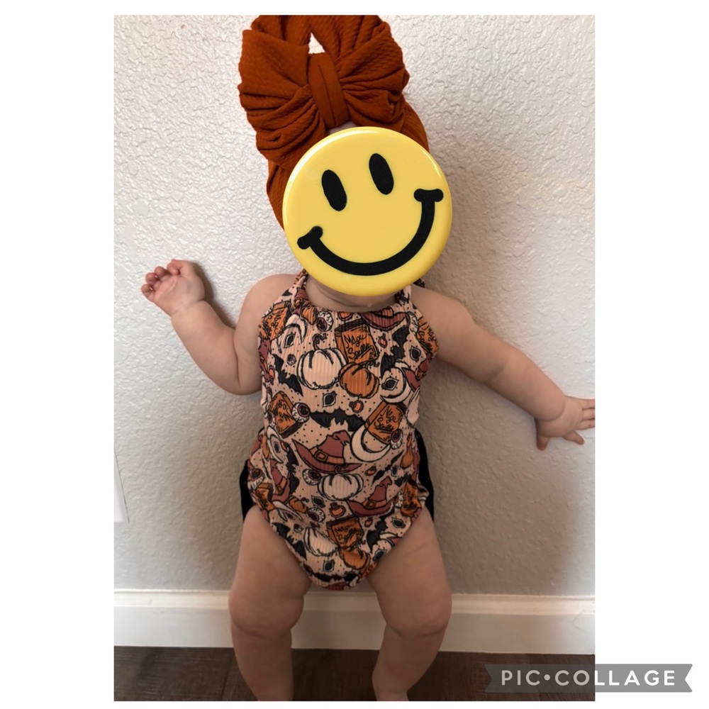 Pumpkin Print Fringe Halter Outfit